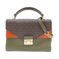 綠色 橘色 牛皮 棕色 帆布 chain 兩用包