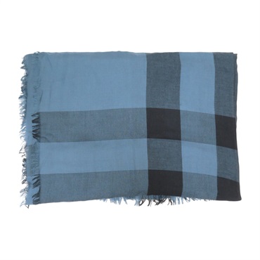 藍色 格紋 喀什米爾 圍巾【BURBERRY 巴寶莉】