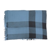 藍色 格紋 喀什米爾 圍巾【BURBERRY 巴寶莉】