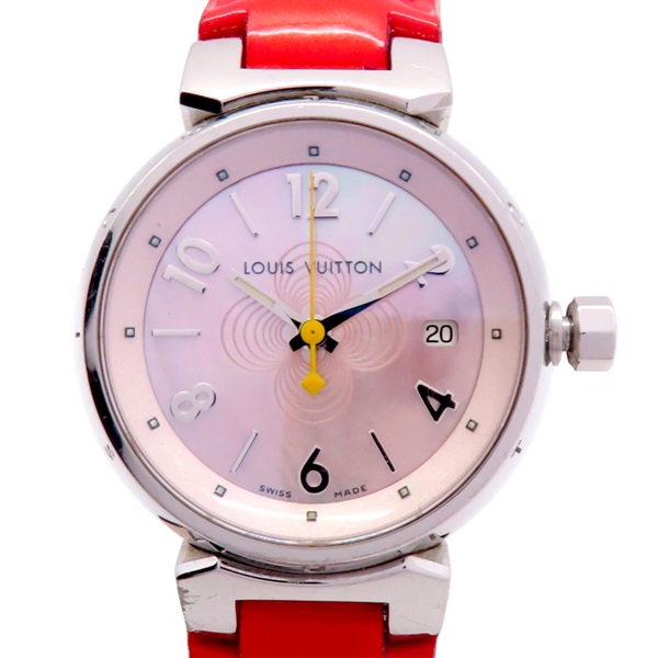 母貝錶盤 皮帶 不鏽鋼 Tambour 腕錶 Q1216【LOUIS VUITTON 路易威登】 Q1216