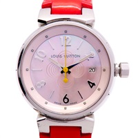 母貝錶盤 皮帶 不鏽鋼 Tambour 腕錶 Q1216【LOUIS VUITTON 路易威登】 Q1216