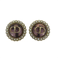 紫色樹脂 金色CD 耳環【Dior 迪奧】