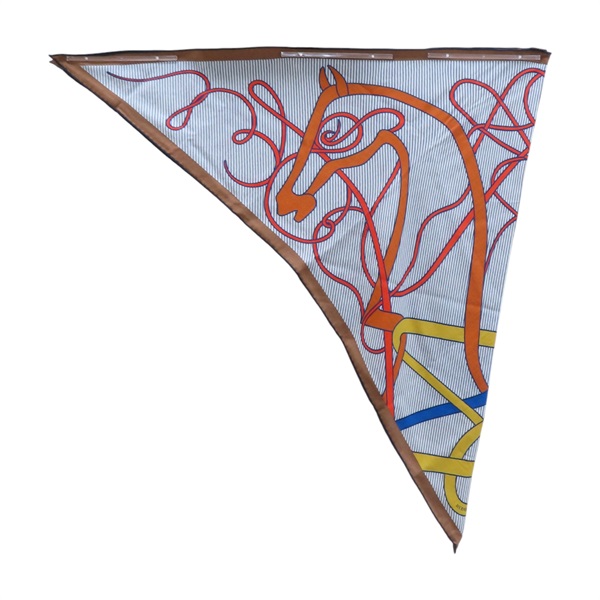 白色/藍色 喀什米爾 真絲 Coup de Fouet Chemise 絲巾【HERMES 愛馬仕】