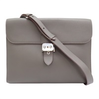灰色 皮革 Sac a Depeches 29 肩背包 Z刻 銀扣