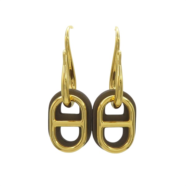 大象灰 牛皮 鍍金 O'Maillon 耳環【HERMES 愛馬仕】