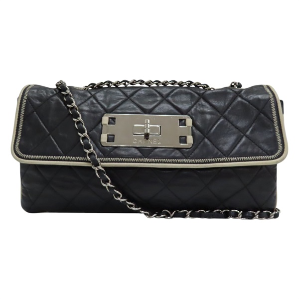 黑色 菱格紋 羊皮 East West Mademoiselle 鍊帶 肩背包 無卡