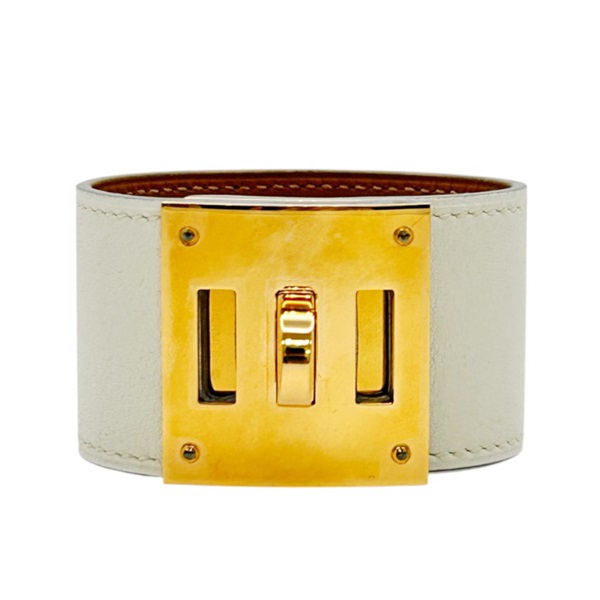 Kelly Dog手環 奶油白 Swift牛皮 鍍黃K金