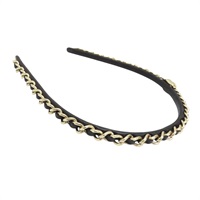 【再降價】黑色皮革 鍊帶 髮箍【CHANEL 香奈兒】