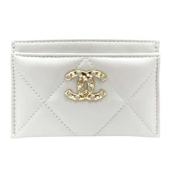 珍珠白 菱格紋 羊皮 卡片夾