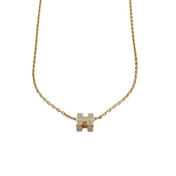 灰色漆面 金色鍍金 Mini Pop H 項鍊【HERMES 愛馬仕】 H147992F