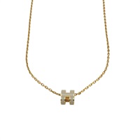 灰色漆面 金色鍍金 Mini Pop H 項鍊【HERMES 愛馬仕】 H147992F