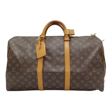 棕色 原花 帆布 Keepall 50 手提包 M41426