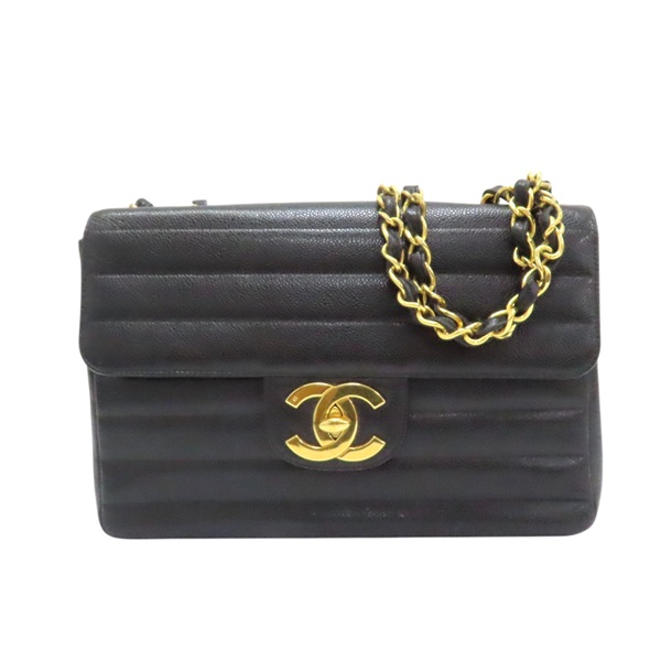 黑色 荔枝紋牛皮 鍊帶肩背包