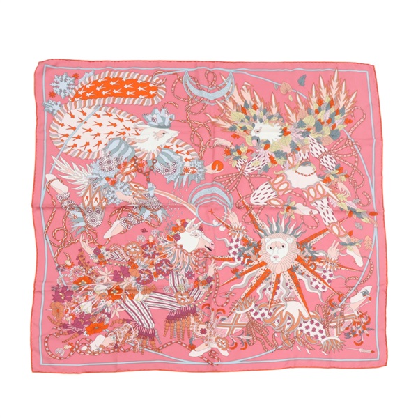 粉色 四季祭典 Le Sacre des Saisons 絲質方巾 90X90