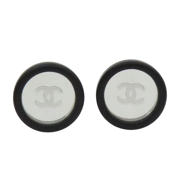 黑色塑料 鏡面 雙C 耳環【CHANEL 香奈兒】