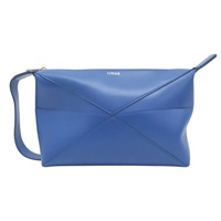 藍色 牛皮 wash bag 手提小包
