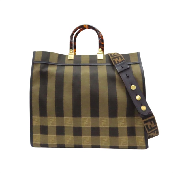 棕色 緹花帆布 Sunshine Shopper 大型兩用包 8BH372【FENDI 芬迪】 8BH372