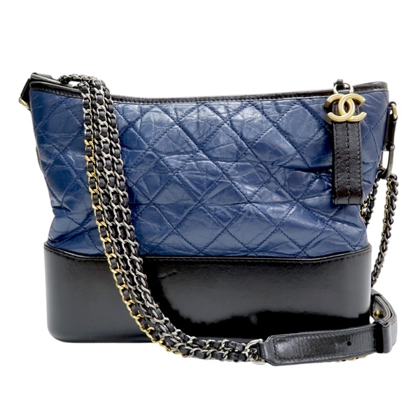 藍色 黑色 牛皮 Gabrielle Hobo 肩背包 流浪包 A93824