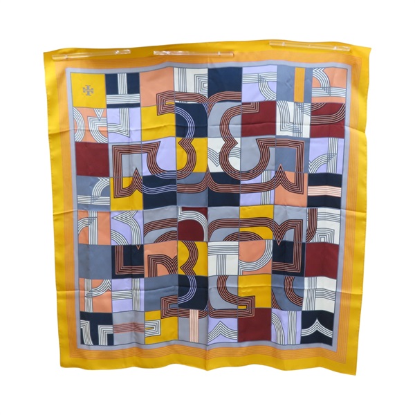 黃色 絲綢 方巾 34x34 【TORY BURCH 托里·伯奇】
