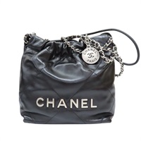 黑色 牛皮 CHANEL 22 MINI 兩用包 AS3260