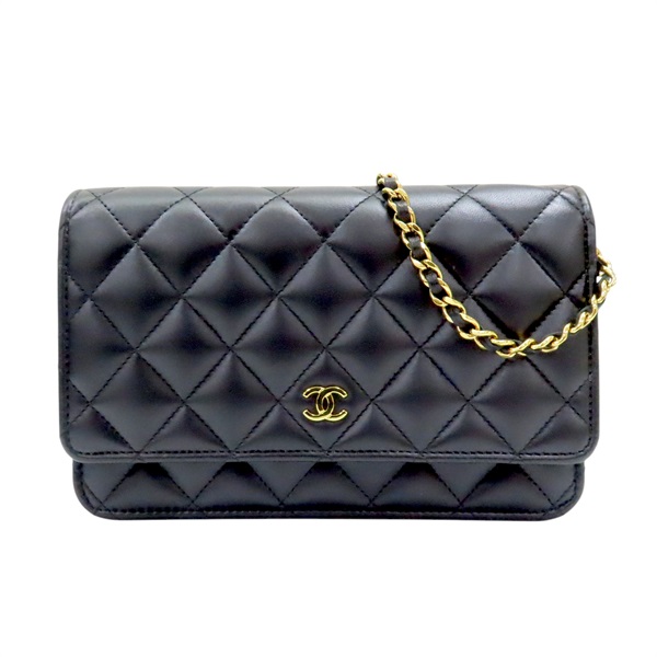 黑色 菱格紋羊皮 WOC 鍊帶肩背包【CHANEL 香奈兒】 AP0250