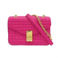 桃紅色 牛皮 鍊帶肩背包