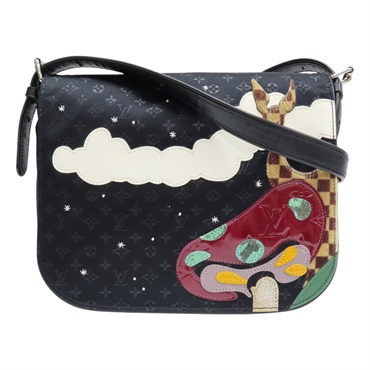 黑色 原花 緞面 Comte de Fe Musette 肩背包 M92273