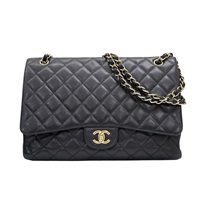 黑色 荔枝紋牛皮 COCO 34 鍊帶肩背包 無卡