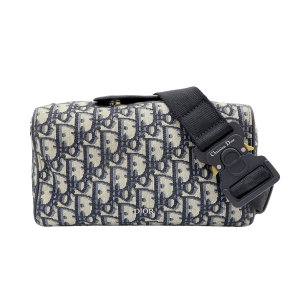 藍色 緹花帆布 皮革 Lingot 22 肩背包【Dior 迪奧】