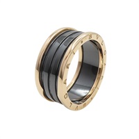 B.zero1 18K 玫瑰金 黑色陶瓷 戒指 75【BVLGARI 寶格麗】
