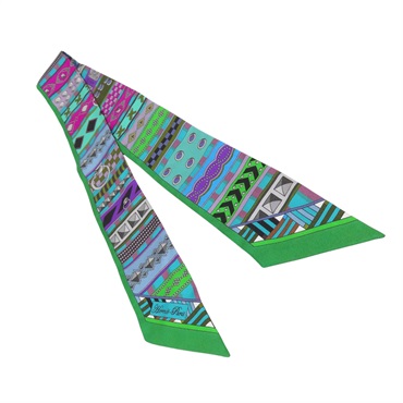綠色 絲綢 Twilly 絲巾