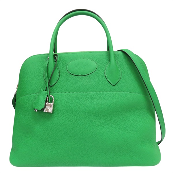 TOGO牛皮 竹子綠 bolide35 两用包 銀扣 □R刻