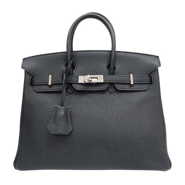 黑色 TOGO牛皮 Birkin25 手提包 銀扣 T刻 染色