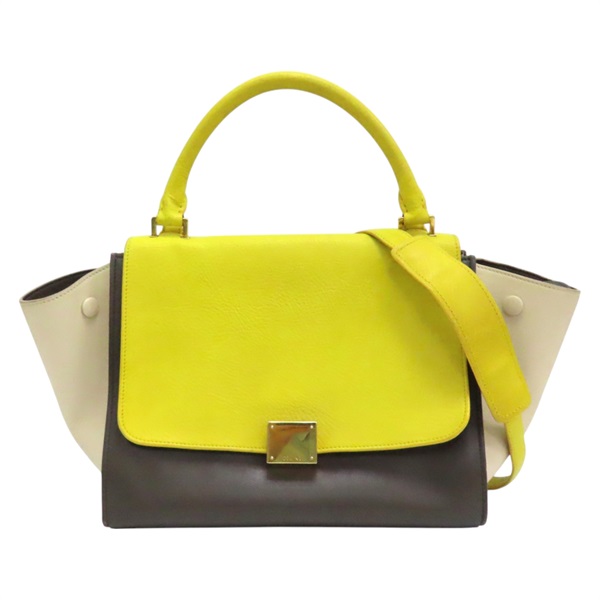 黃色 米色 皮革 Trapeze 兩用包
