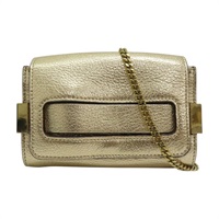 金色 皮革 肩背包【Chloe 克羅伊】