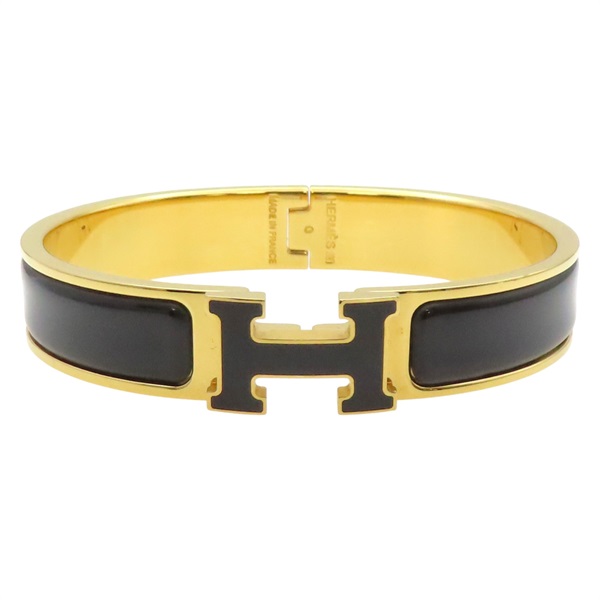 黑色琺瑯 金色鍍金 Clic H  bracelet 手環【HERMES 愛馬仕】