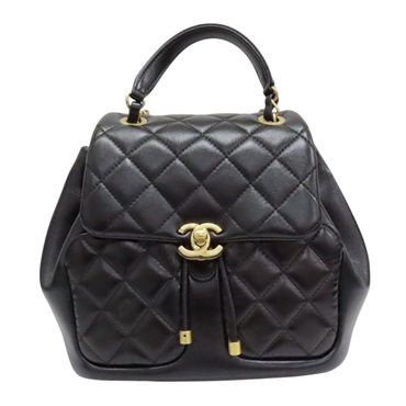 黑色 菱格紋 皮革 Matelasse Rucksack 後背包 AS4493