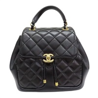 黑色 菱格紋 皮革 Matelasse Rucksack 後背包 AS4493