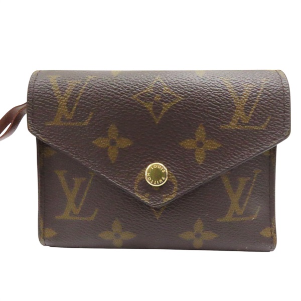 棕色 原花 帆布 Victorine 扣式短夾 M62472