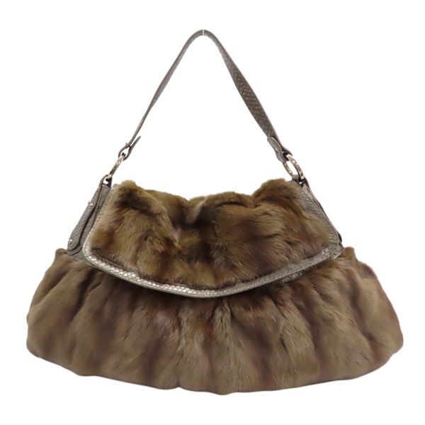 棕色 皮革 肩背包【FENDI 芬迪】 8BR336