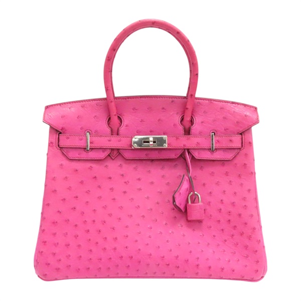 桃紫色 鴕鳥皮 Birkin 30 柏金包 手提包 □I刻 銀扣