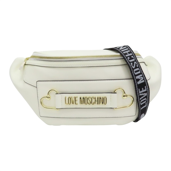 白色 皮革 body 腰包