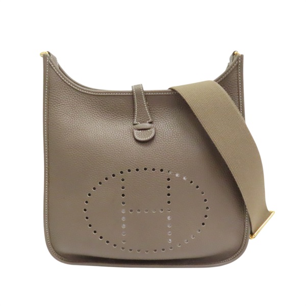 大象灰 TC牛革 Evelyne III GM 肩背包 D刻 金扣