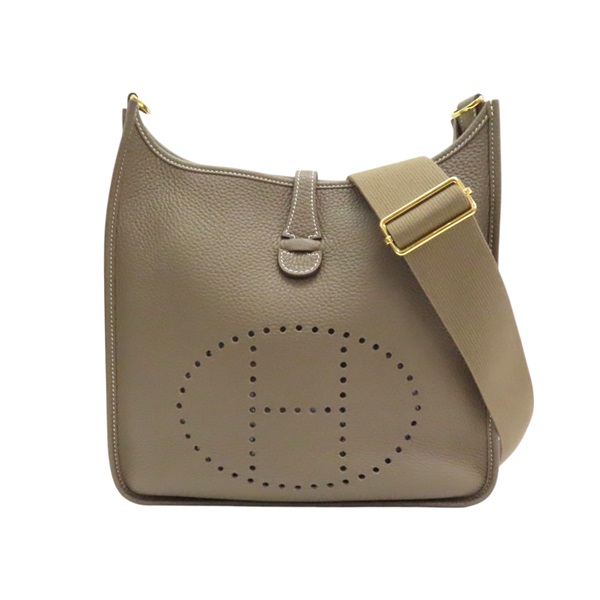 大象灰 TC牛革 Evelyne III GM 肩背包 B刻 金扣