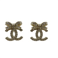蝴蝶結 水晶 金屬 CC耳環【CHANEL 香奈兒】