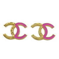 粉色琺瑯 金屬 CC 耳環【CHANEL 香奈兒】