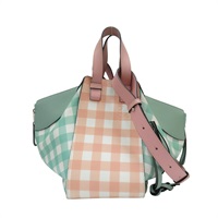 粉/綠色 格紋牛皮 Hammock 吊床包 肩背包