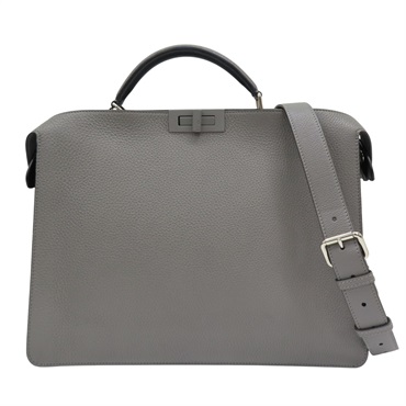 灰色/黑色 雙面 牛皮 Peekaboo ISeeU 兩用包【FENDI 芬迪】 7VA529