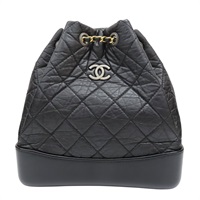 黑色 牛皮 束口雙肩 小號 流浪包 後背包 銀扣 A94485