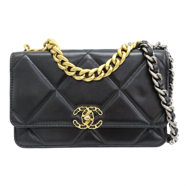 黑色 菱格紋 羊皮 19 WOC 兩用包 肩背包 AP0957